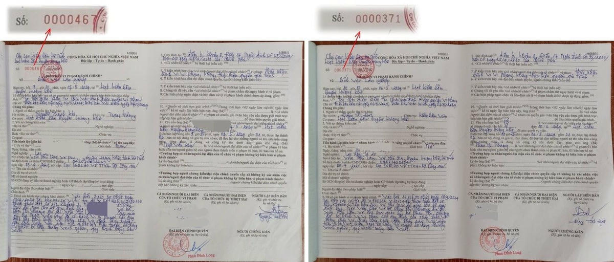 Hai biên bản vi phạm hành chính do Hạt Kiểm lâm Hương Khê lập. Ảnh: Cẩm Kỳ.