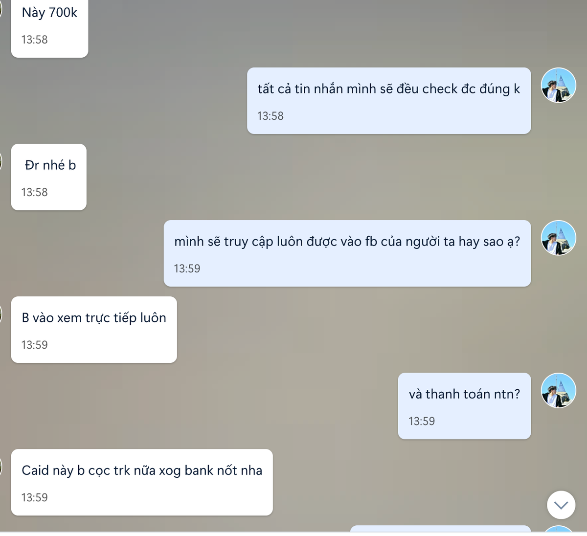 Mức giá cho từng tài khoản dao động từ 700.000 - 1 triệu đồng cho việc đọc trộm tin nhắn trên facebook.