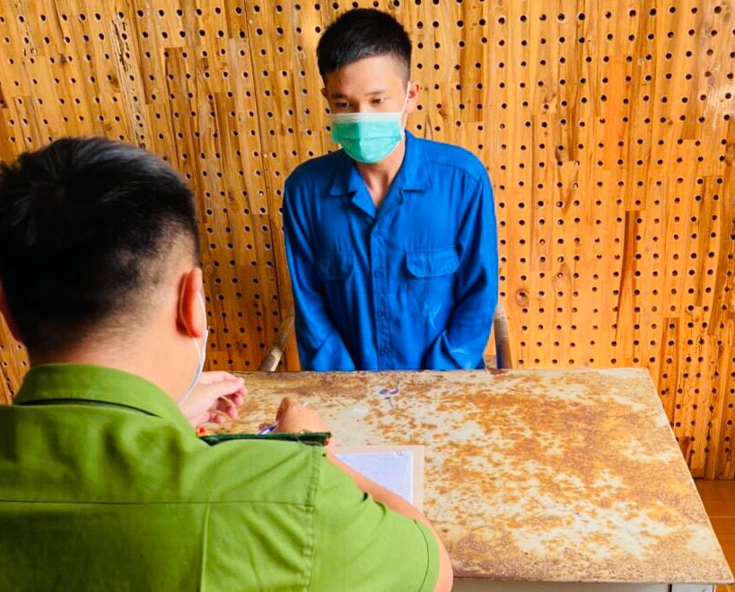 Đối tượng Huỳnh Quốc Thái tại cơ quan điều tra