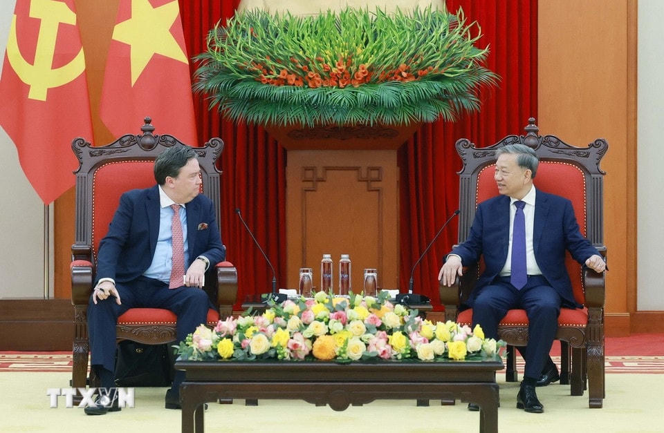 Tổng Bí thư Tô Lâm tiếp Đại sứ Hoa Kỳ tại Việt Nam Marc E. Knapper. (Ảnh: Thống Nhất/TTXVN)