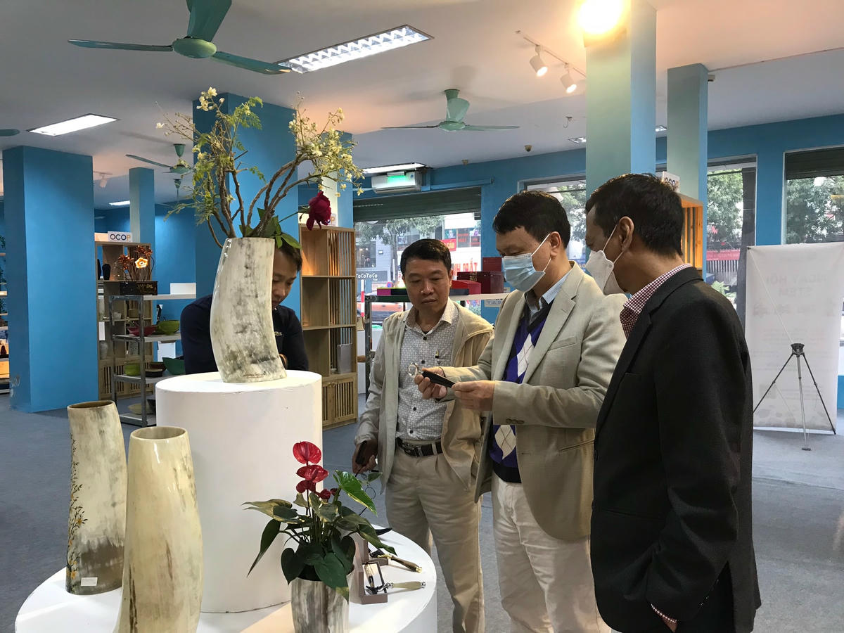 Các đại biểu tham quan gian trưng bày. 