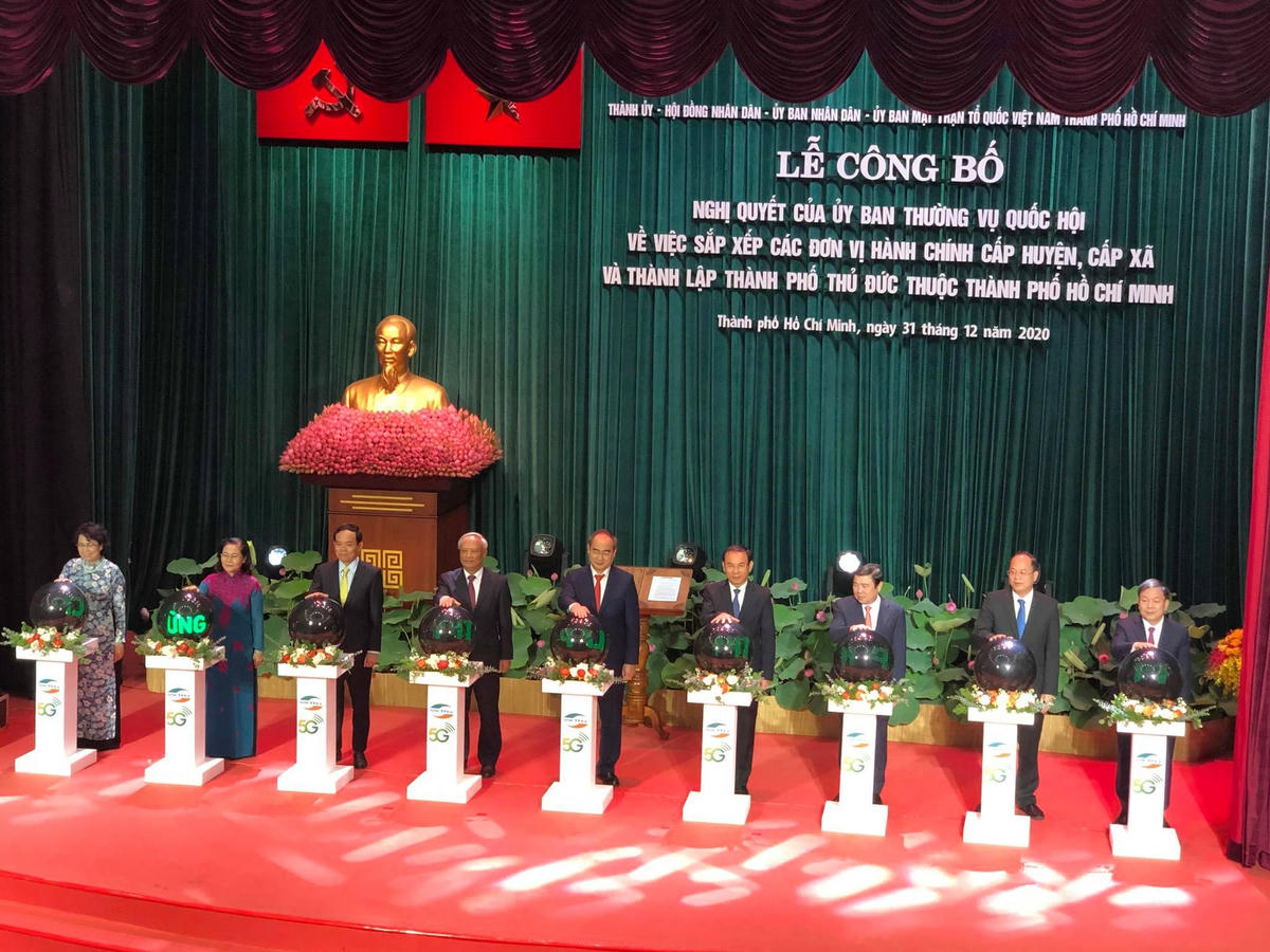 Lễ ra mắt hệ thống mạng di động 5G tại TP Thủ Đức vào sáng nay, 31/12/2020