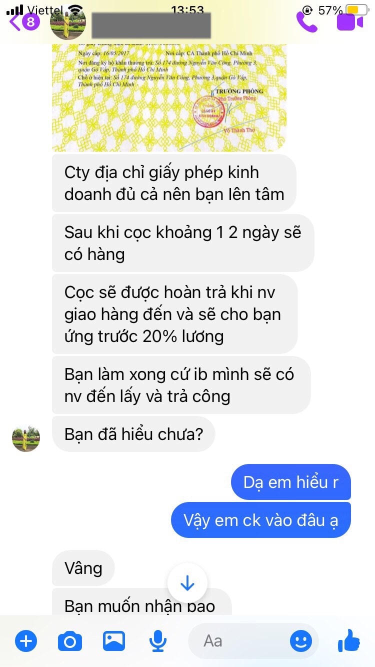 Gửi kèm thông tin công ty và cho ứng trước lương nếu muốn.