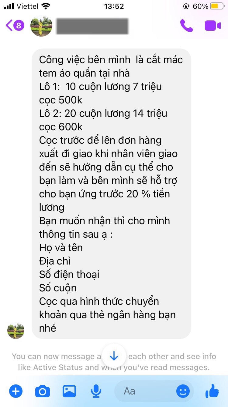 Công việc được giới thiệu là đơn giản, nhẹ nhàng...