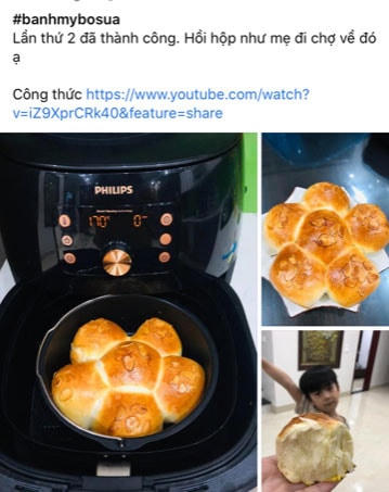 Bánh mì làm bằng nồi chiên không dầu.