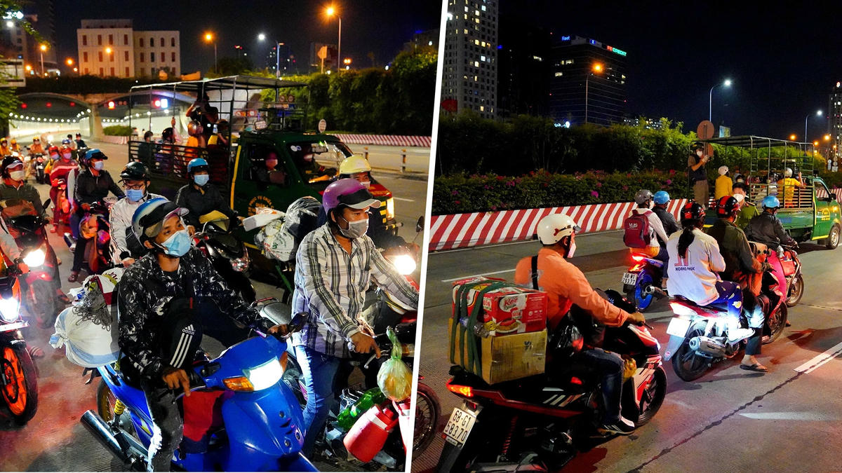 Người dân đổ về các cửa ngỡ tự phát về quê vào tối 30/9.