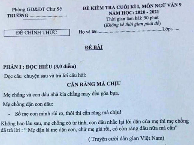Đề thi có chứa ngữ liệu được cho là nhạy cảm, không phù hợp.