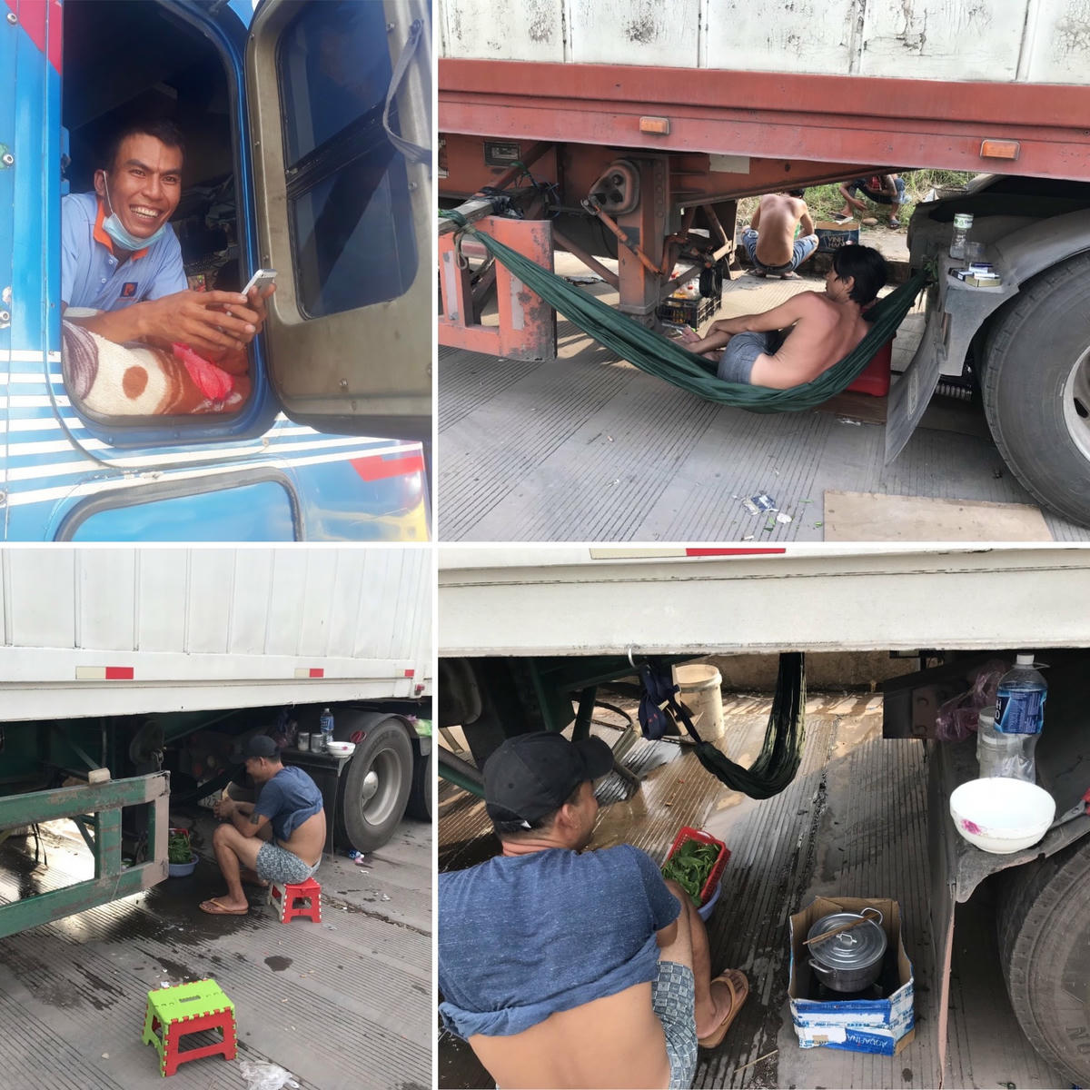 Nhiều lái xe trốn nắng dưới gầm xe