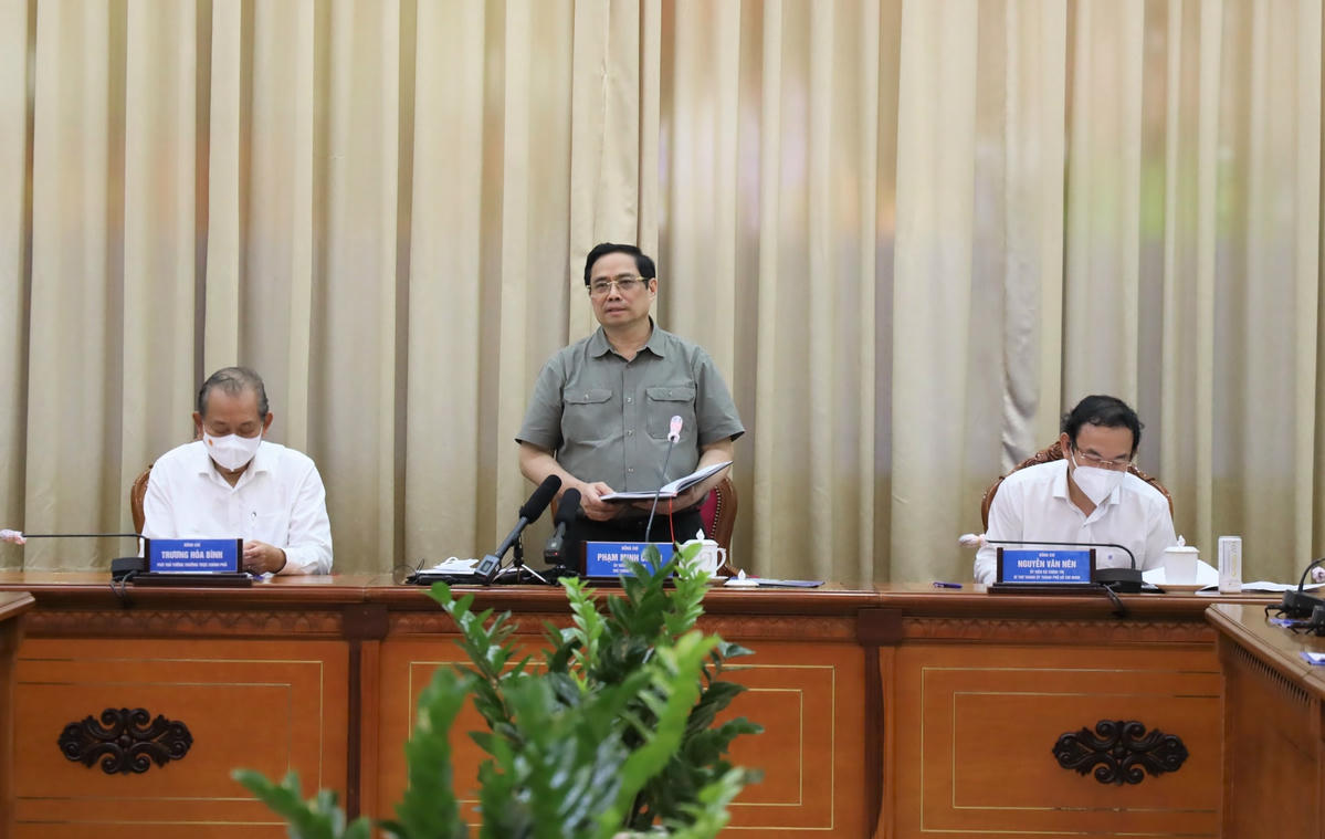 Toàn cảnh buổi làm việc của Thủ tướng Chính phủ với lãnh đạo TP HCM (Ảnh: Vân Anh-HMC)