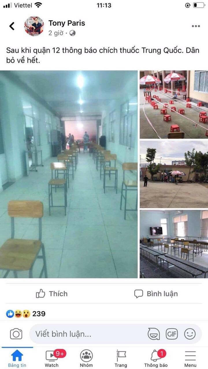 Nội dung đăng tải giả mạo trên facebook sáng 13/8.