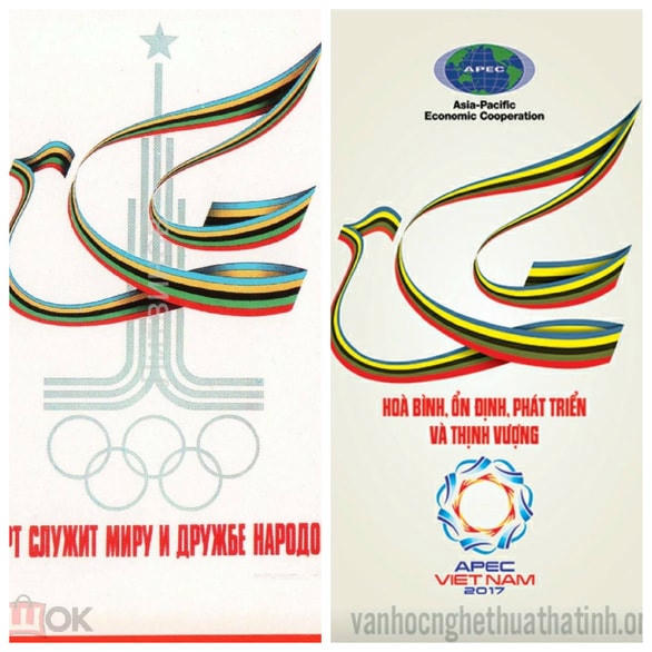 Bức tranh bên phải của họa sĩ Dương Ngân Hải nhái bức tranh bên trái. 