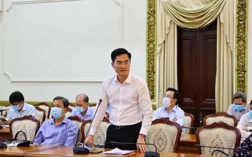 Ông Trần Quang Lâm, Giám đốc Sở GTVT TP.HCM tại một cuộc họp phòng chống dịch Covid -19. Ảnh: TL