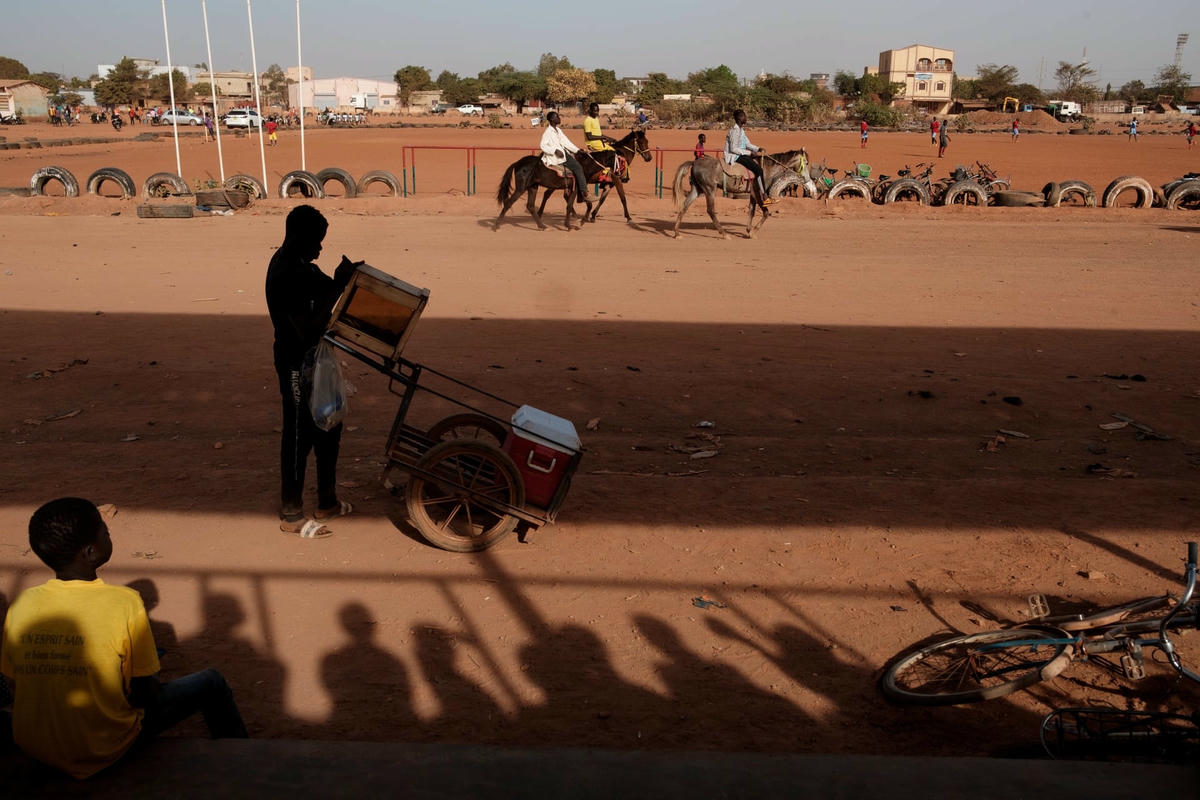 Những con ngựa khởi động trước khi bắt đầu đua. Ảnh: Guy Peterson / The Guardian.