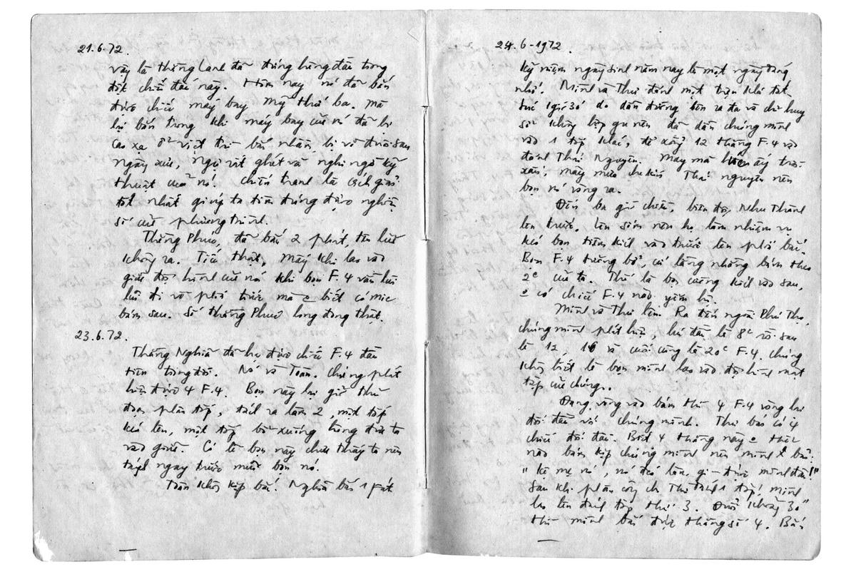 Nhật ký ngày 21, 23, 24/6/1972 của phi công Nguyễn Đức Soát.
