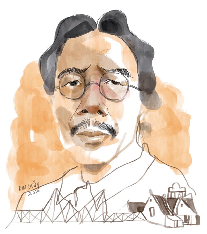 Nhà báo Nguyễn Ngọc Tiến qua nét ký họa của Kim Duẩn.