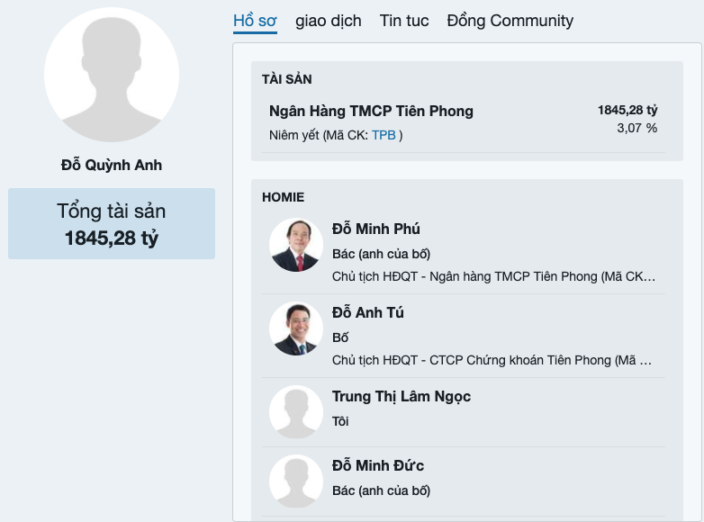 bà Đỗ Quỳnh Anh, con gái của ông Đỗ Anh Tú, Phó Chủ tịch HĐQT TPBank