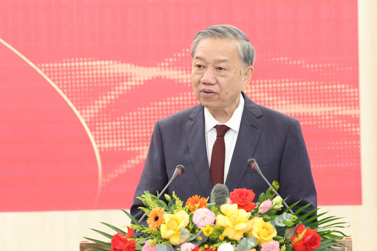 Tổng Bí thư Tô Lâm phát biểu chỉ đạo. (Ảnh: Mạnh Nguyễn/Vietnam+) manh-nguyen-5.jpg