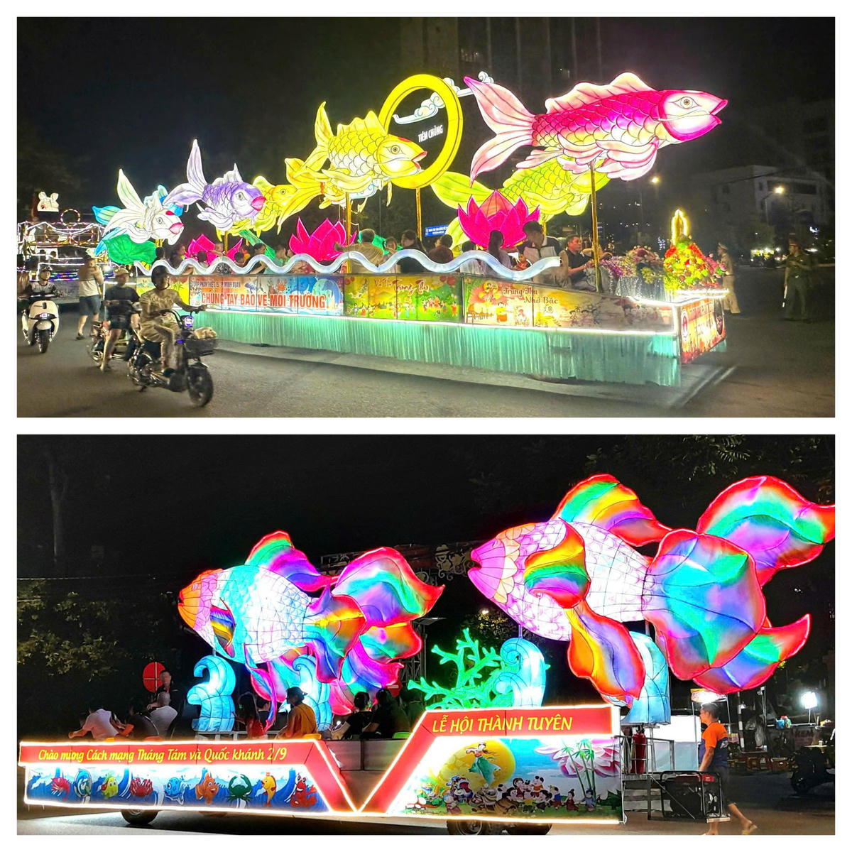 Những mô hình đèn khổng lồ được dựng lên, biến phố phường thành "đại tiệc" ánh sáng.