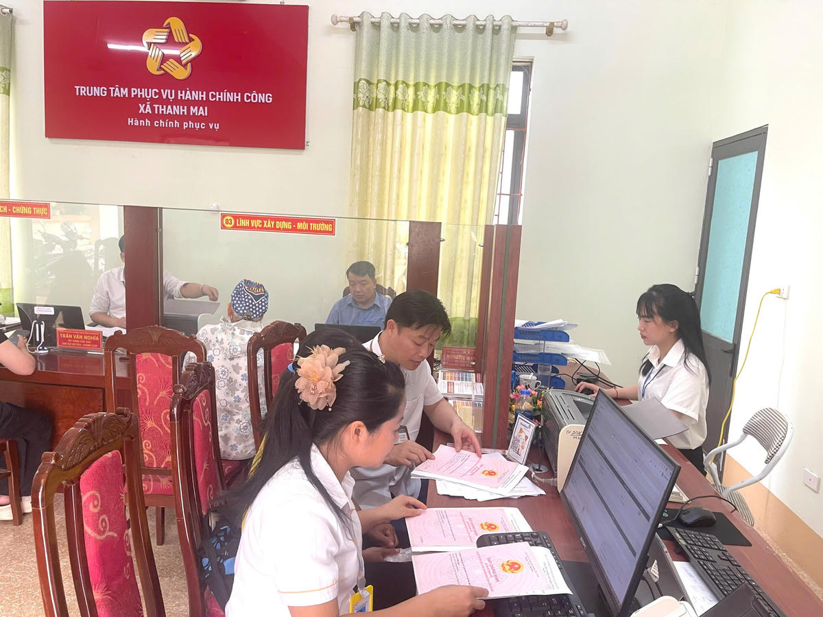 Trung tâm Phục vụ hành chính công xã Thanh Mai (tỉnh Thái Nguyên). Ảnh: Vũ Mạnh