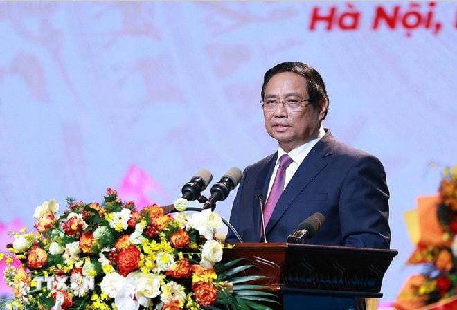 Thủ tướng Phạm Minh Chính phát biểu tại Lễ kỷ niệm 80 năm Ngày thành lập Đài Tiếng nói Việt Nam. (Ảnh: Dương Giang/TTXVN) ttxvn-thu-tuong-du-le-ky-niem-80-nam-ngay-thanh-lap-dai-tieng-noi-viet-nam-10.jpg