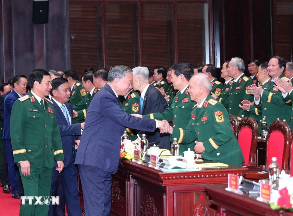 Tổng Bí thư Tô Lâm và các đại biểu tại buổi lễ. (Ảnh: Trọng Đức/TTXVN)