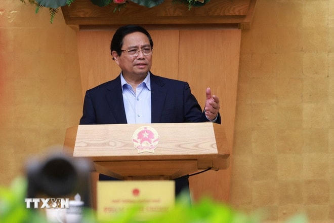 Thủ tướng Phạm Minh Chính chủ trì Phiên họp Chính phủ thường kỳ tháng 8 năm 2025. (Ảnh: Dương Giang/TTXVN) ttxvn-0609-thu-tuong-phien-hop-chinh-phu-thang-8-4.jpg