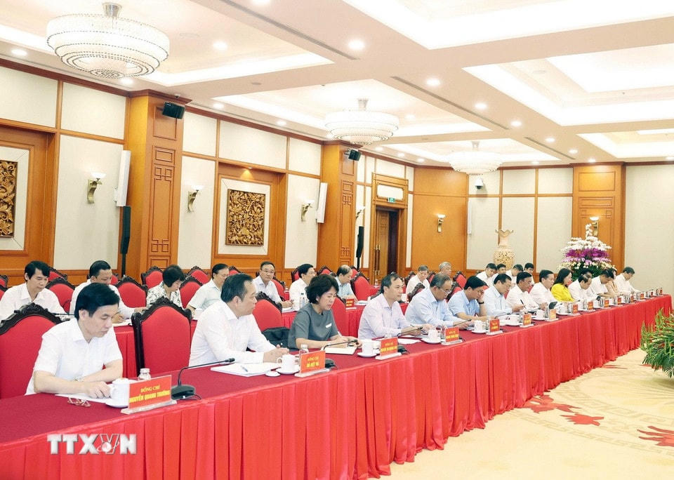 Các đại biểu tham dự cuộc làm việc. (Ảnh: Thống Nhất/TTXVN)