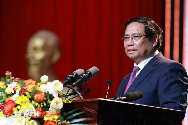 Thủ tướng Phạm Minh Chính phát biểu tại Lễ kỷ niệm 80 năm Ngày thành lập Đài Tiếng nói Việt Nam. (Ảnh: Dương Giang/TTXVN) ttxvn-thu-tuong-du-le-ky-niem-80-nam-ngay-thanh-lap-dai-tieng-noi-viet-nam-14.jpg