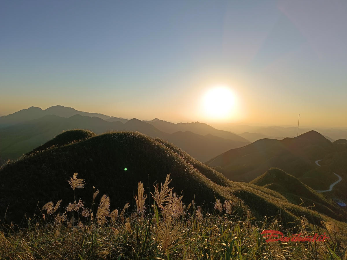 Cỏ lau và hoàng hôn thơ mộng trên biên giới tạo nên cảnh sắc huyền ảo, diệu kỳ. Ảnh: Đức Bằng.