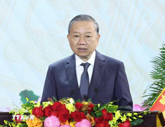  Tổng Bí thư Tô Lâm phát biểu. (Ảnh: Thống Nhất/TTXVN) 