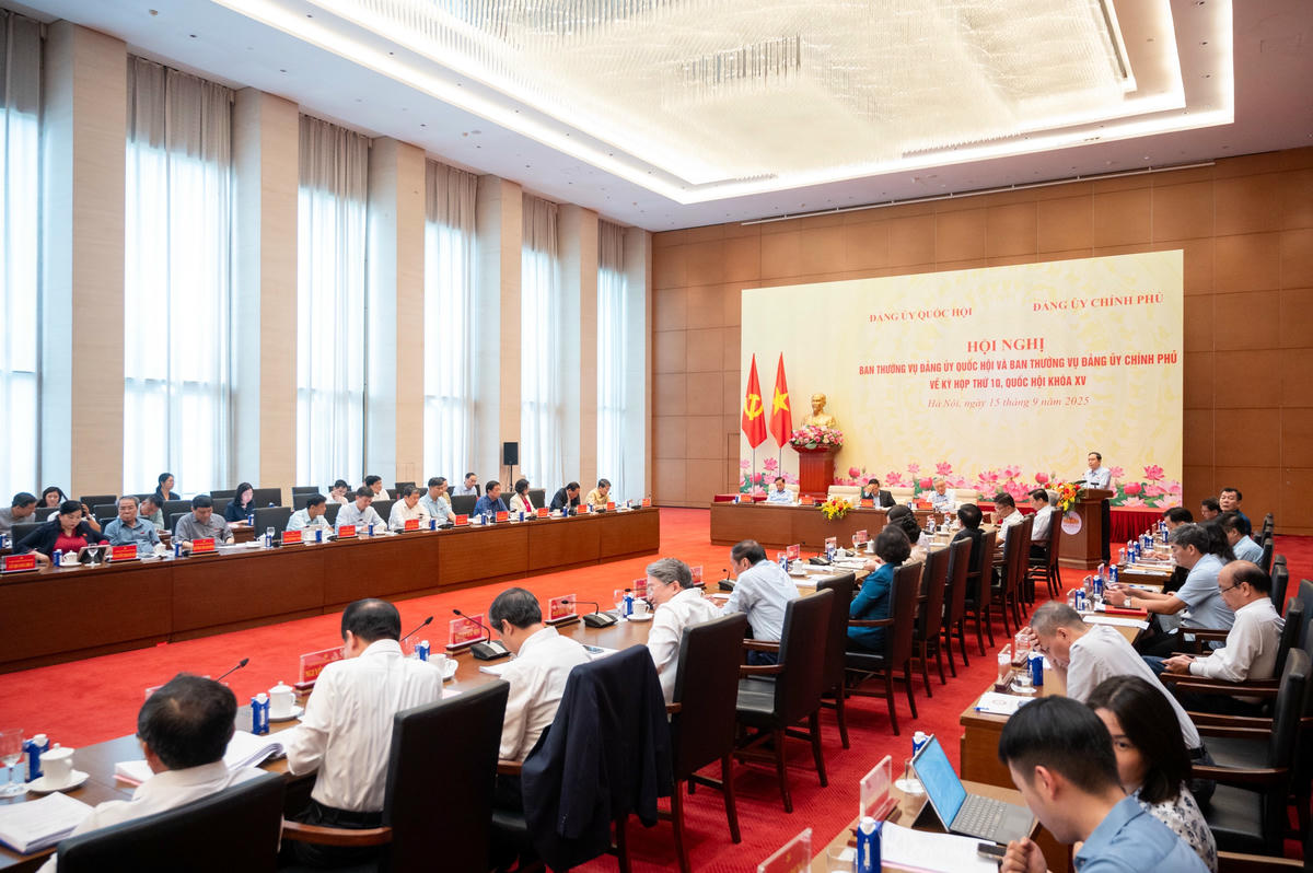 Chủ tịch Quốc hội Trần Thanh Mẫn phát biểu tại hội nghị. Ảnh: Phạm Thắng.