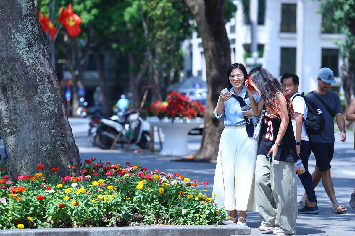 Bạn Nguyễn Thu Quỳnh, trú tại Hà Đông cho biết: Sau khi thấy những bồn hoa trên khu vực Hồ Hoàn Kiếm nở rộ, tràn ngập mạng xã hội, tôi đã rủ các bạn đi ngay để chụp hình.