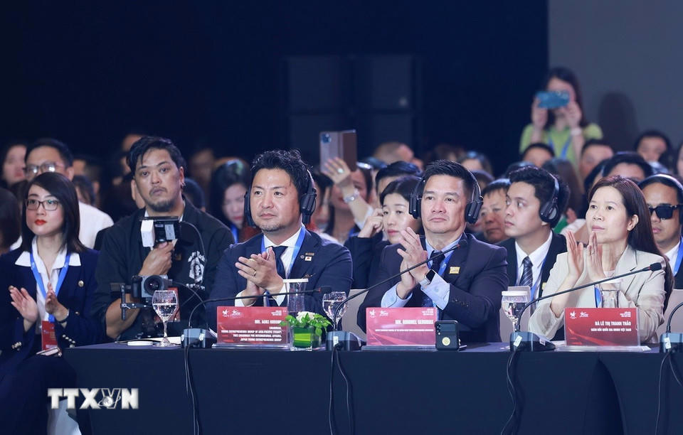 Các đại biểu tham dự Phiên đối thoại cấp cao Diễn đàn Kinh tế tư nhân Việt Nam (VPSF) 2025. (Ảnh: Dương Giang/TTXVN)