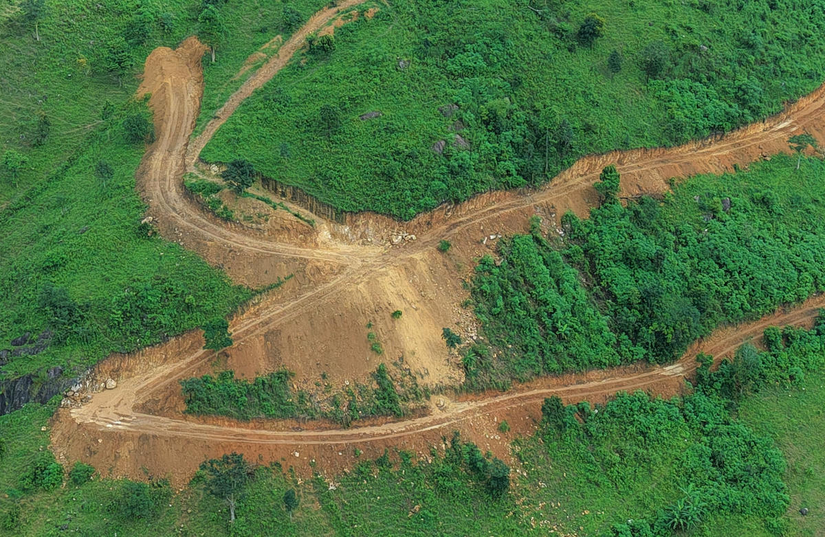 Hiện trường nơi sườn núi Chư Nâm bị san ủi đất. Ảnh: Đình Sang.