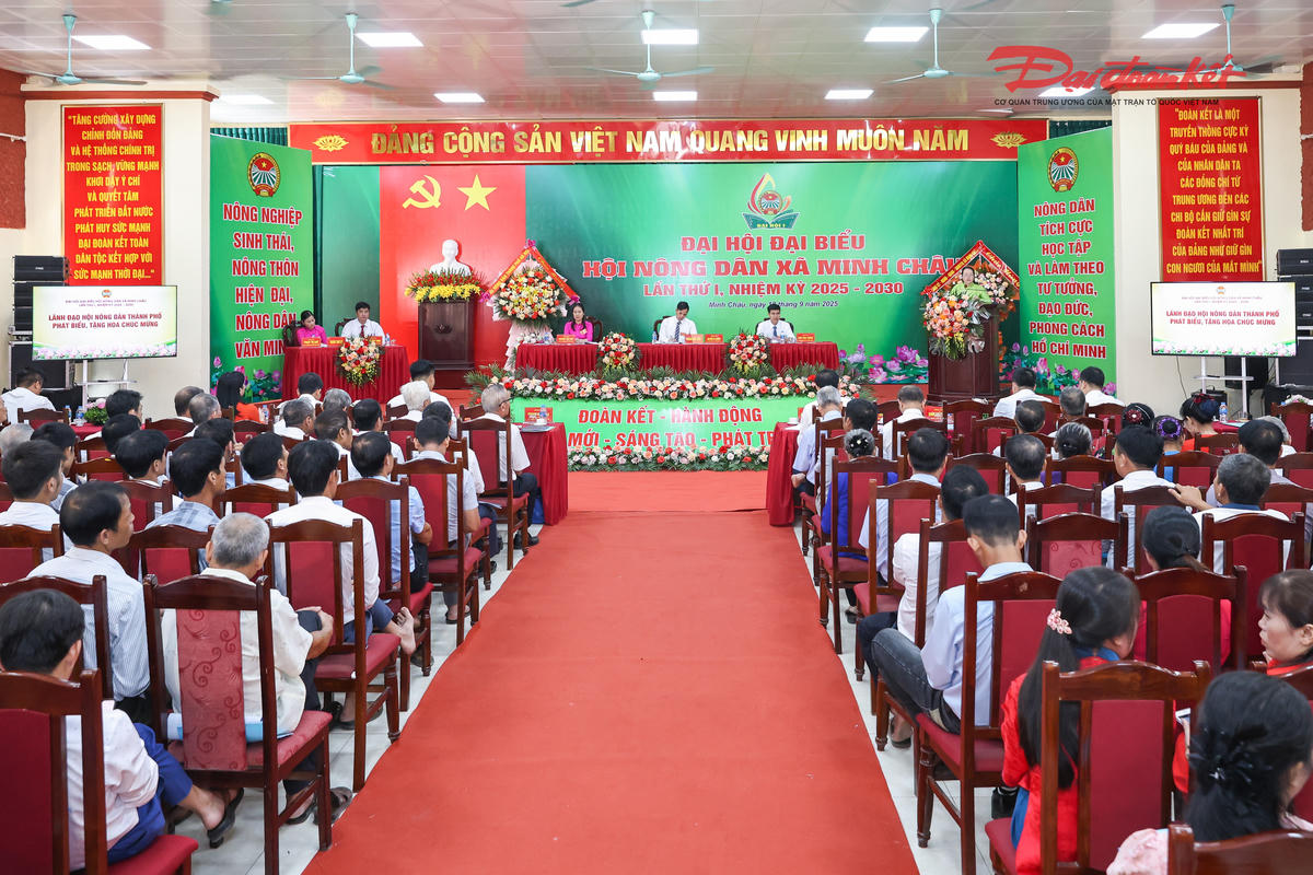 Đại hội đại biểu Hội Nông dân xã Minh Châu lần thứ I, nhiệm kỳ 2025 - 2030. Ảnh: Quang Vinh.