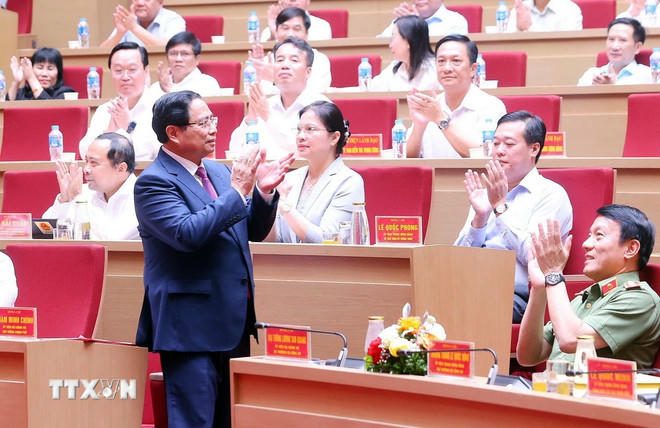  Thủ tướng Phạm Minh Chính tại Hội nghị. (Ảnh: Phạm Kiên/TTXVN) 