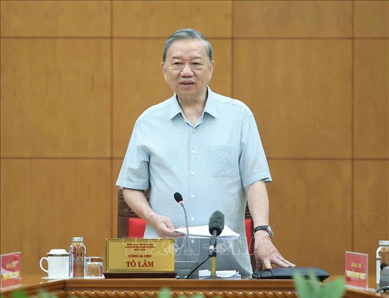 Tổng Bí thư Tô Lâm phát biểu tại buổi làm việc. Ảnh: TTXVN