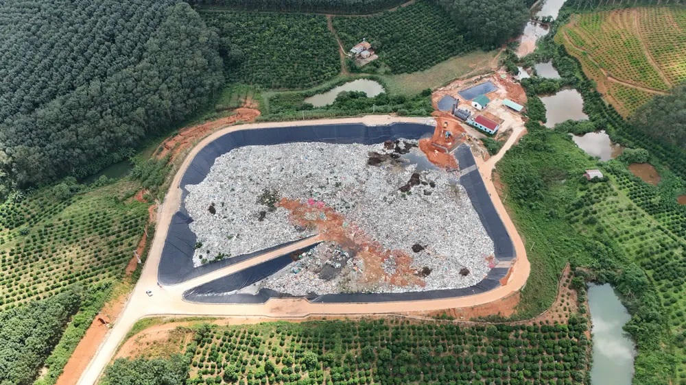 Khu liên hiệp xử lý chất thải rắn huyện Ngọc Hồi (Kon Tum cũ) đã khắc phục xong sự cố vỡ bờ bao. Ảnh: CV.