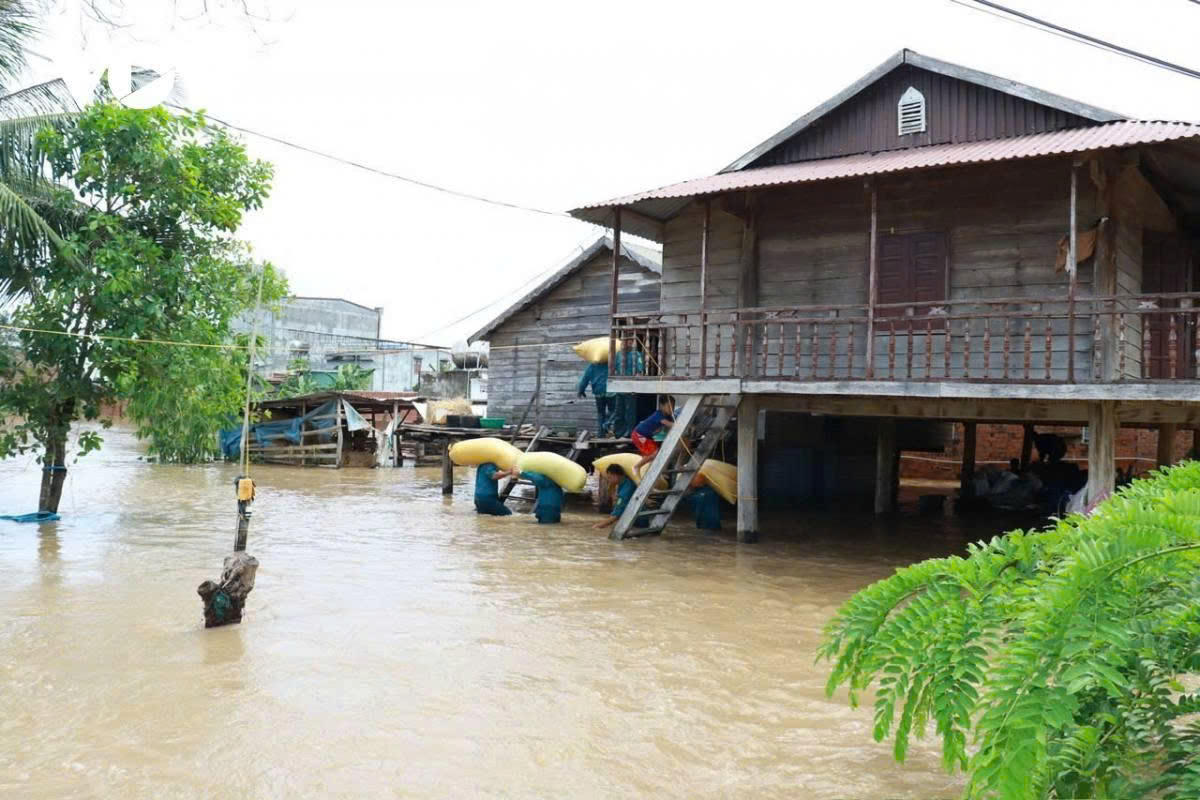 Mưa lớn gây ngập cục bộ ở một số thôn trên địa bàn xã Ia Hiao vào ngày 5/9. Ảnh: CV.