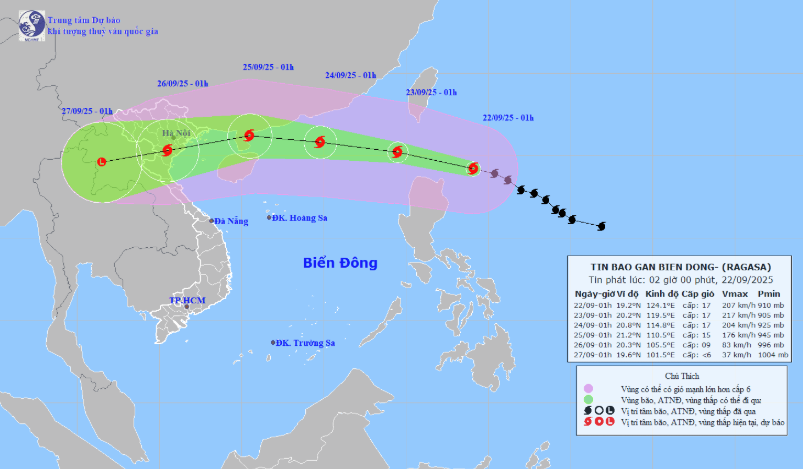 Nguồn: Trung tâm dự báo khí tượng Thủy văn Quốc gia.