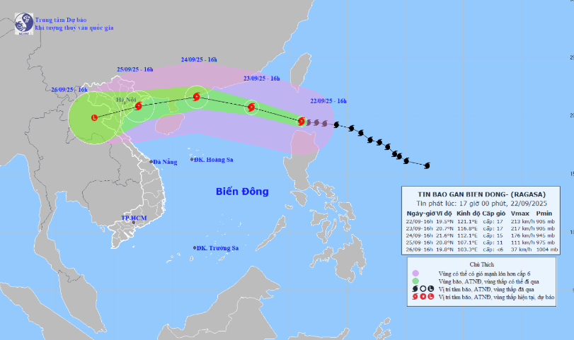 Nguồn: Trung tâm dự báo khí tượng thủy văn Quốc gia.