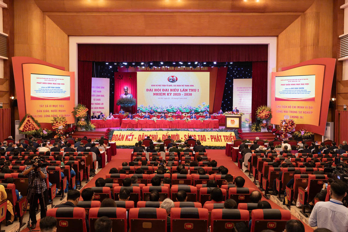 Toàn cảnh Đại hội đại biểu Đảng bộ MTTQ, các đoàn thể Trung ương lần thứ I, nhiệm kỳ 2025-2030. Ảnh: Quang Vinh. 