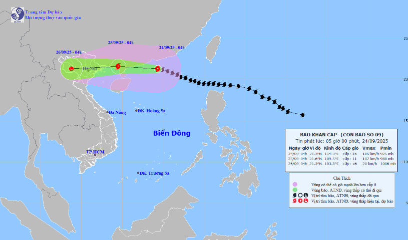 Nguồn: Trung tâm dự báo Khí tượng thủy văn Quốc gia.