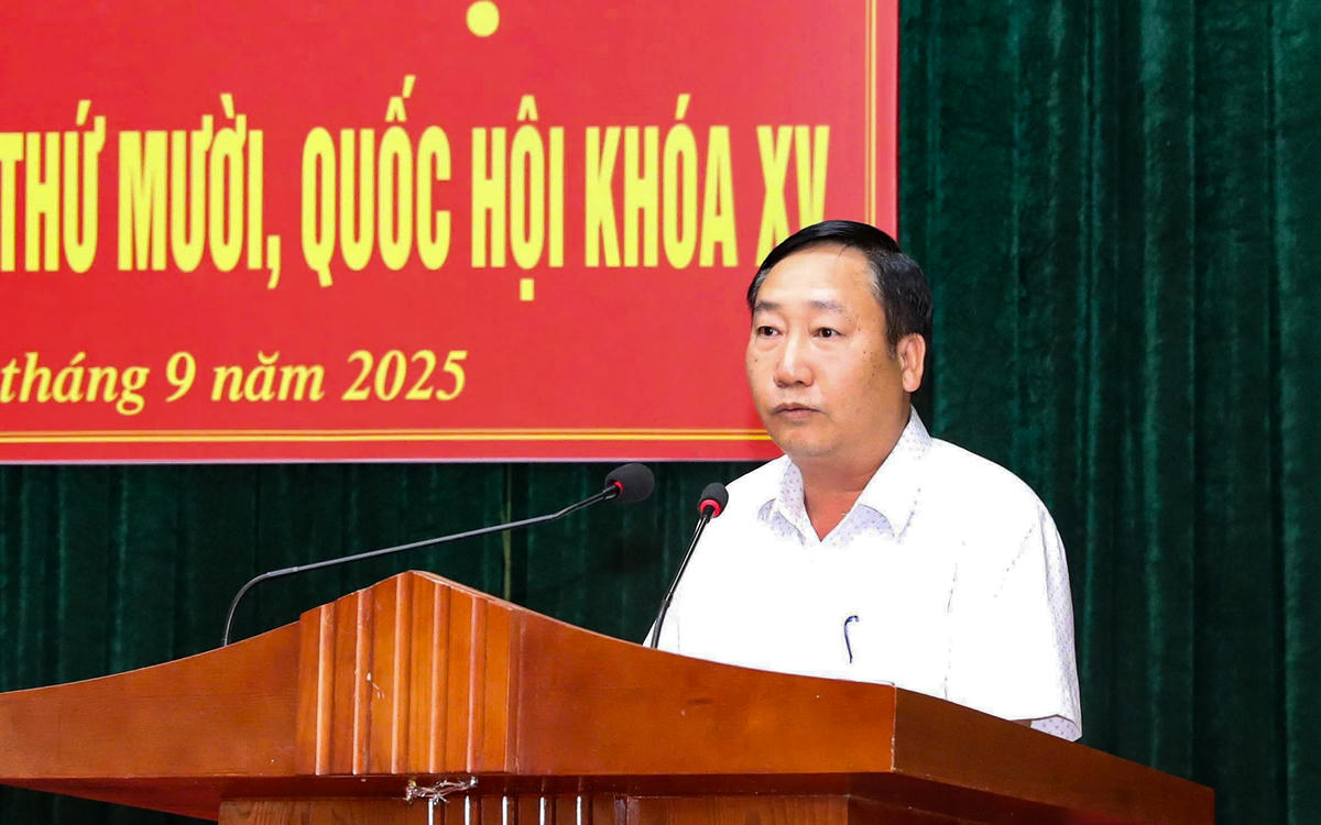 Cử tri xã Gia Tường trình bày ý kiến tại hội nghị. Ảnh: Đình Minh