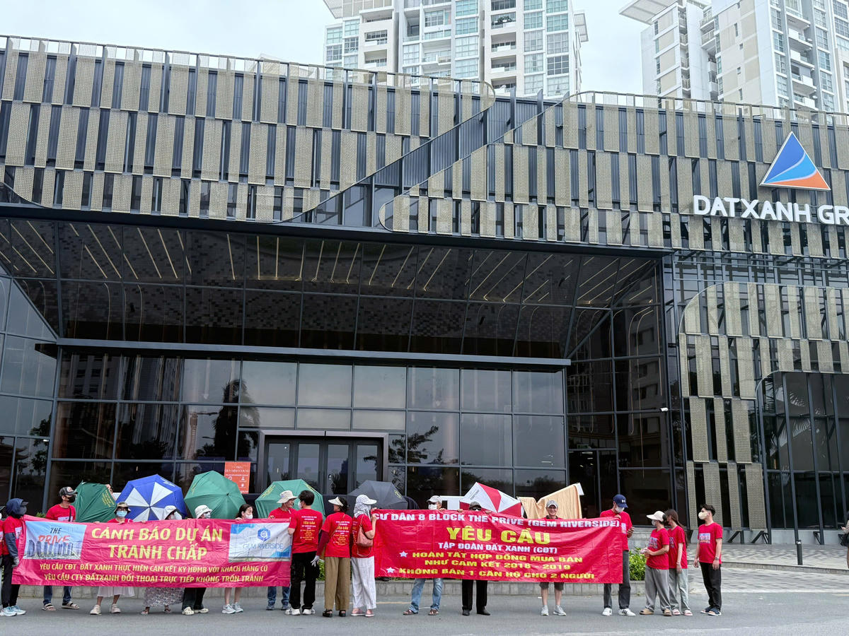 Nhiều dự án của CĐT Đất Xanh đang vướng phải các tranh chấp với cư dân, chưa được giải quyết dứt điểm. Ảnh: cư dân cung cấp.