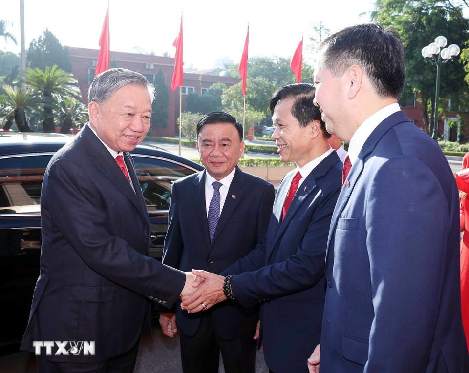 Tổng Bí thư Tô Lâm đến dự Đại hội đại biểu Đảng bộ các cơ quan Đảng Trung ương lần thứ nhất. (Ảnh: Thống Nhất/TTXVN)