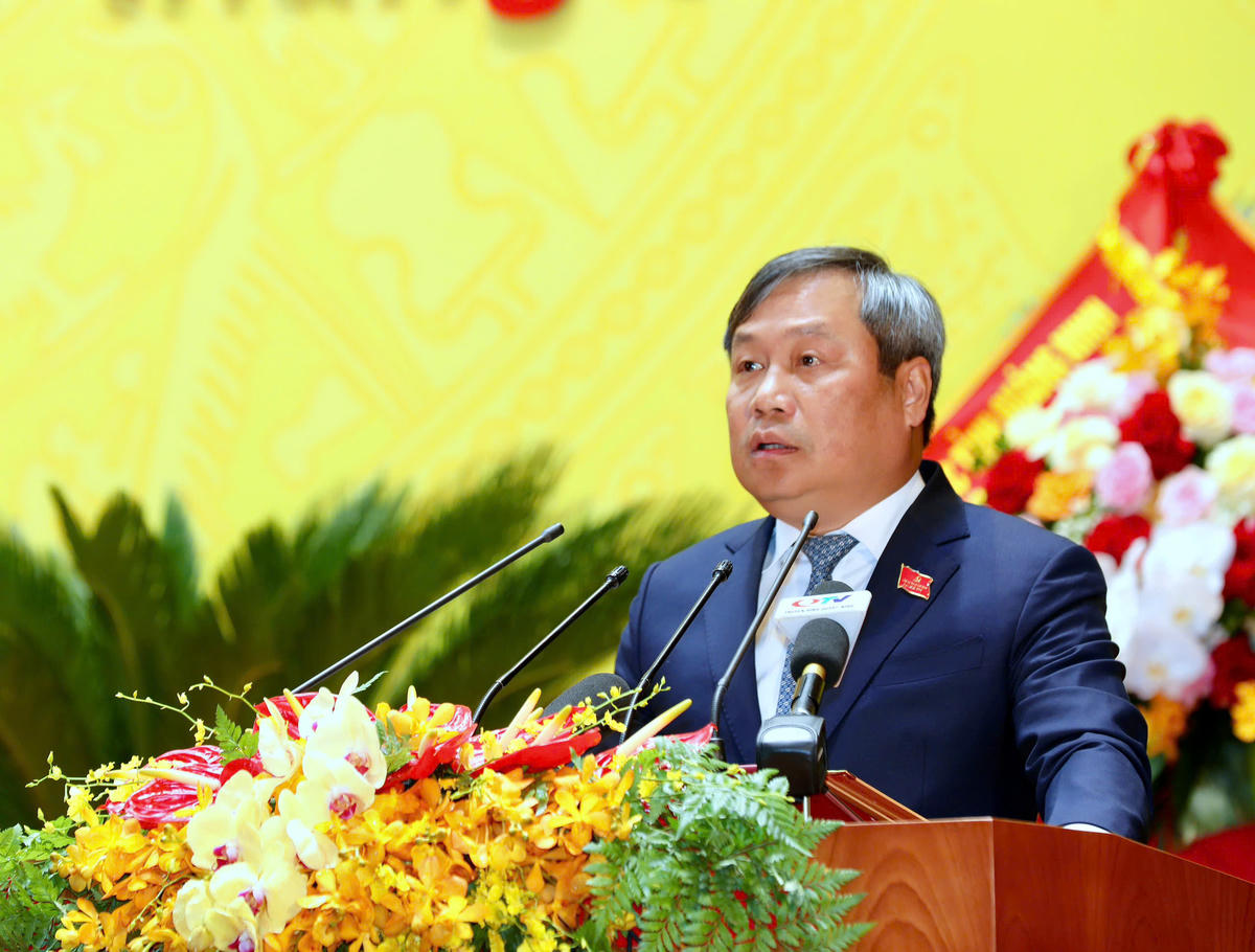 Bí thư Tỉnh ủy Quảng Ninh Vũ Đại Thắng phát biểu khai mạc Đại hội. Ảnh: QMG