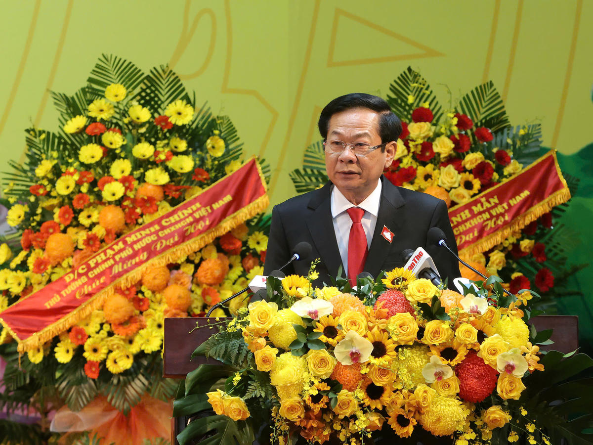 Bí thư Thành uỷ Cần Thơ Đỗ Thanh Bình phát biểu tại Đại hội. Ảnh Trung Kiên.