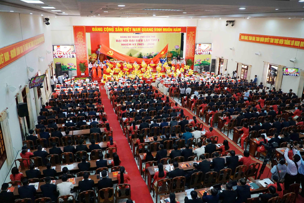 Quang cảnh Đại hội Đại biểu Đảng bộ TP Cần Thơ lần thứ I, nhiệm kỳ 2025-2030. Ảnh Trung Kiên.