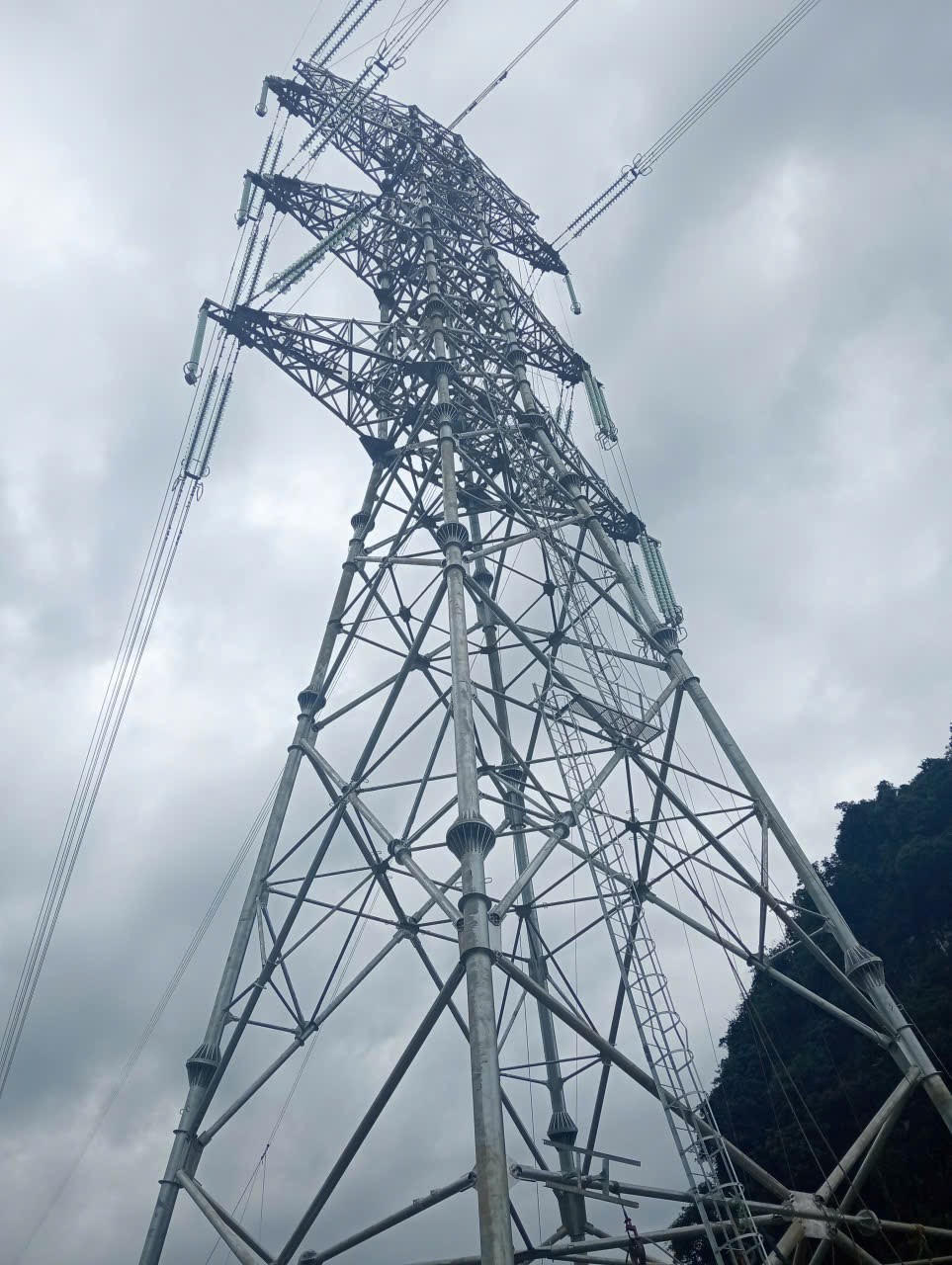 Cột điện số 156 là nơi công nhân bị rơi. Ảnh: CTV.